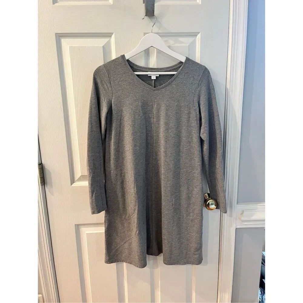 J. Jill Pure Jill Gray V Neck A-Line Front Pocket Soft Cozy Dress sz XS NWOT